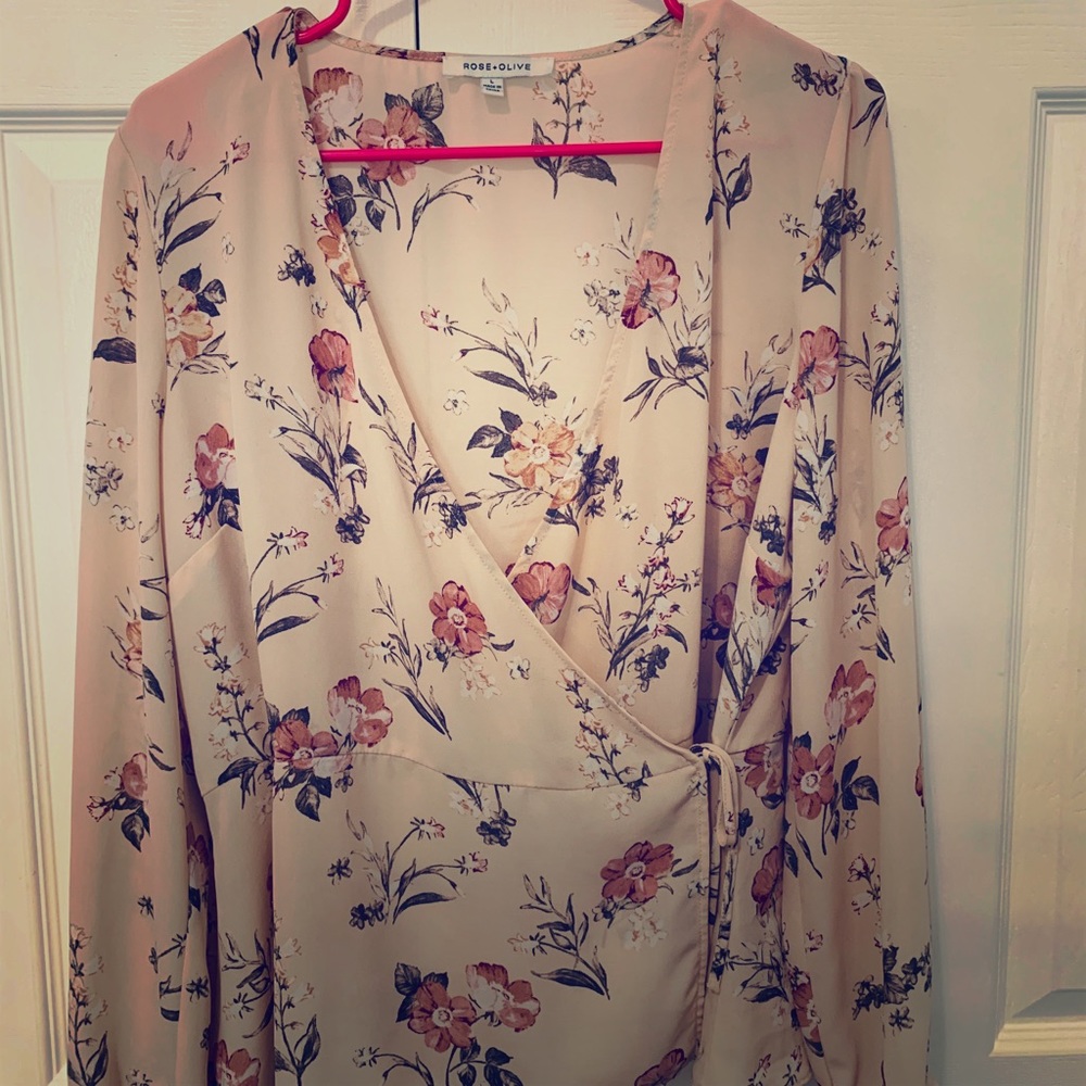 Rose+Olive Wrap Top (Long Sleeve)
